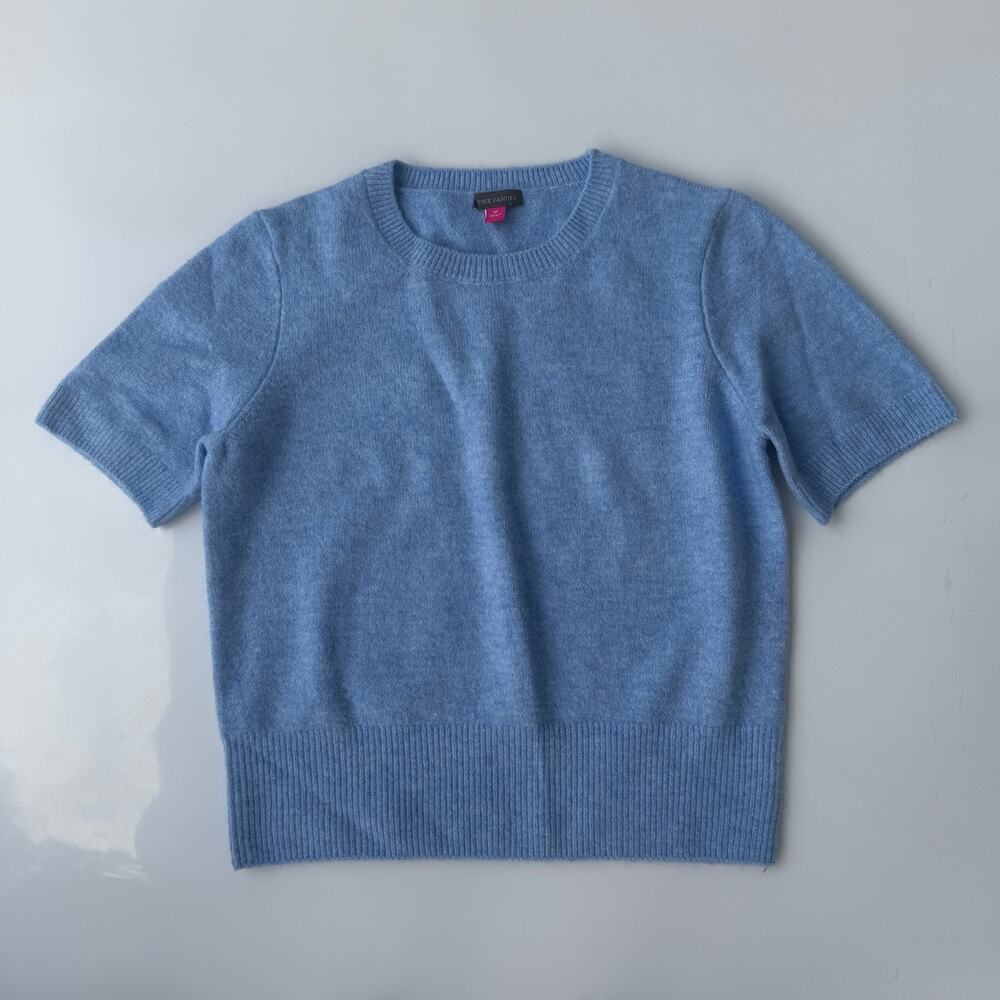 Vince Camuto Short-Sleeve Knit Sweater Women's Size Medium Blue Pullover